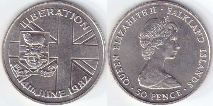 1982 Falkland Islands 50 Pence (Liberation) A003607